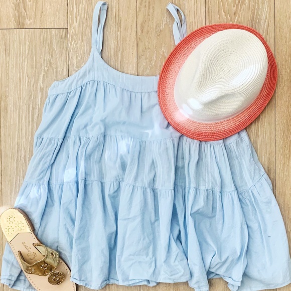 Old Navy Tops - Old Navy Light Blue Baby Doll Tiered Top Small